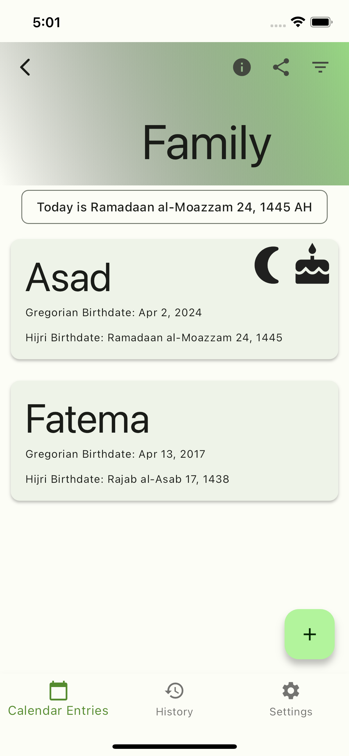 Hijri Calendar App - Calendar Details
