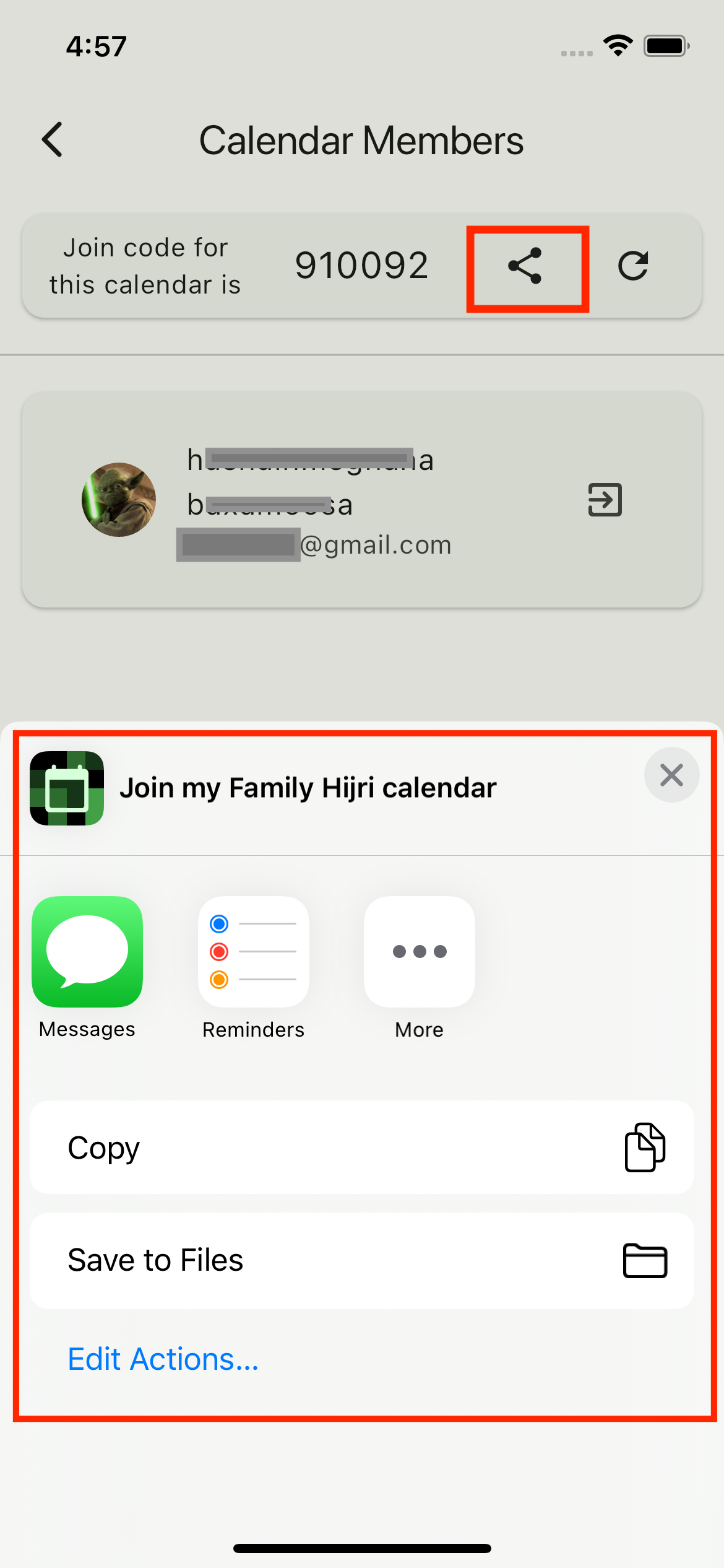 Hijri Calendar App - Calendar Sharing